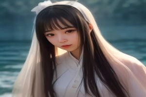 妈妈的朋友中女主角形象，三十五岁左右的成熟女性，眼神温柔但带疲倦感，厨房背景暖光打亮侧脸